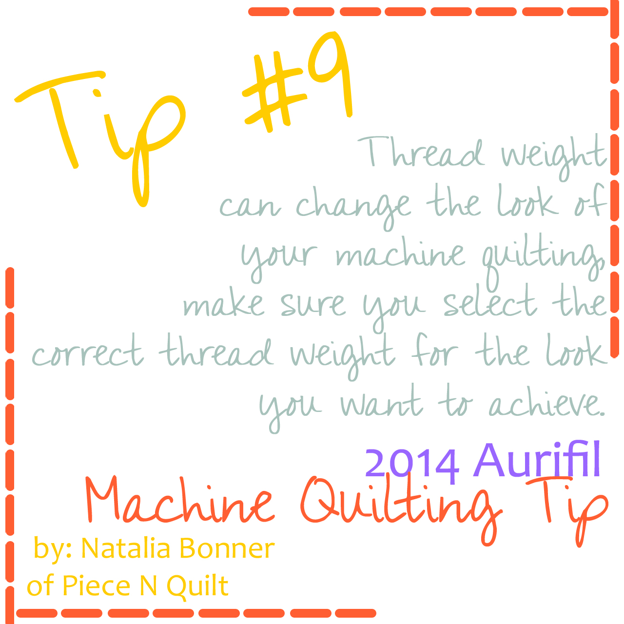machine quilting tip for aurifil number 9-1