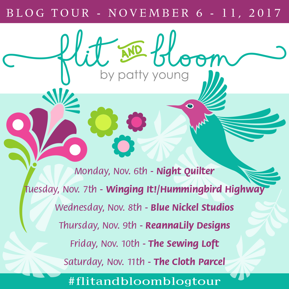 Patty Young Blog Tour, Flit and Bloom, Riley Blake fabrics, Feminine fun fabric, Girl fabric. Quilting, Blue Nickel Studios Quilt Patterns